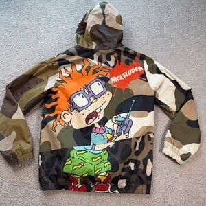 Members Only x Nickelodeon Rugrats Camo Hooded Jacket Tommy Chuckie Graphic S 90